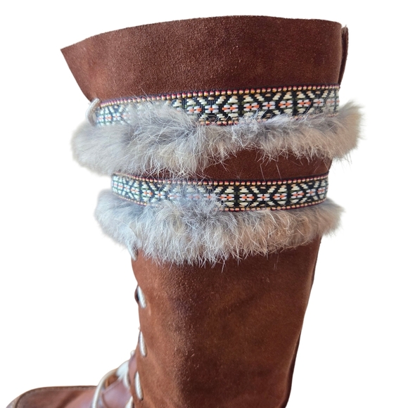 Saute Mouton Nahima Women's Suede Leather Nubuck Waterproof Brown Boots Size 38 - Picture 5 of 16